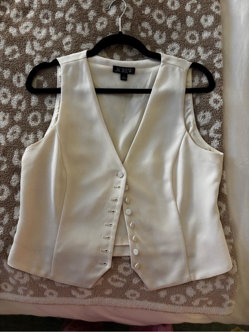 J. Crew Cream Satin Button-Front Tank Top Vest